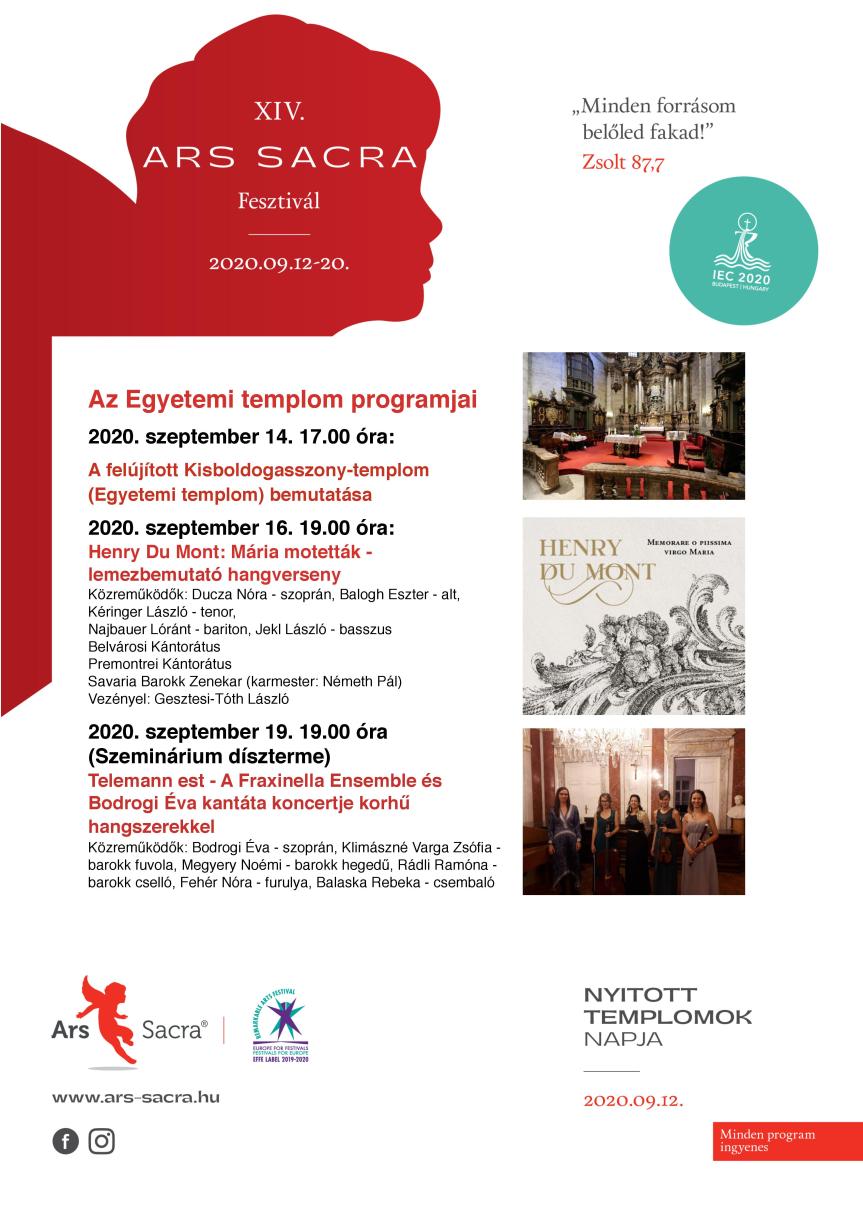 Az Ars Sacra fesztivál programjai&nbsp;templomunkban